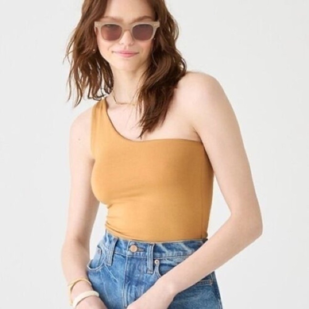 J. Crew FormKnit one-shoulder tank light camel - Picture 1 of 5